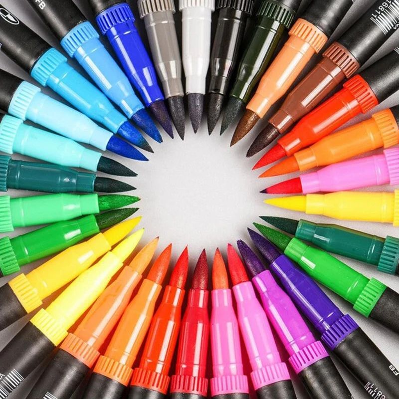 

12/24Pcs Dual Tip Flexible Color Brush Fineliner Tips Art Pen Watercolor Markers