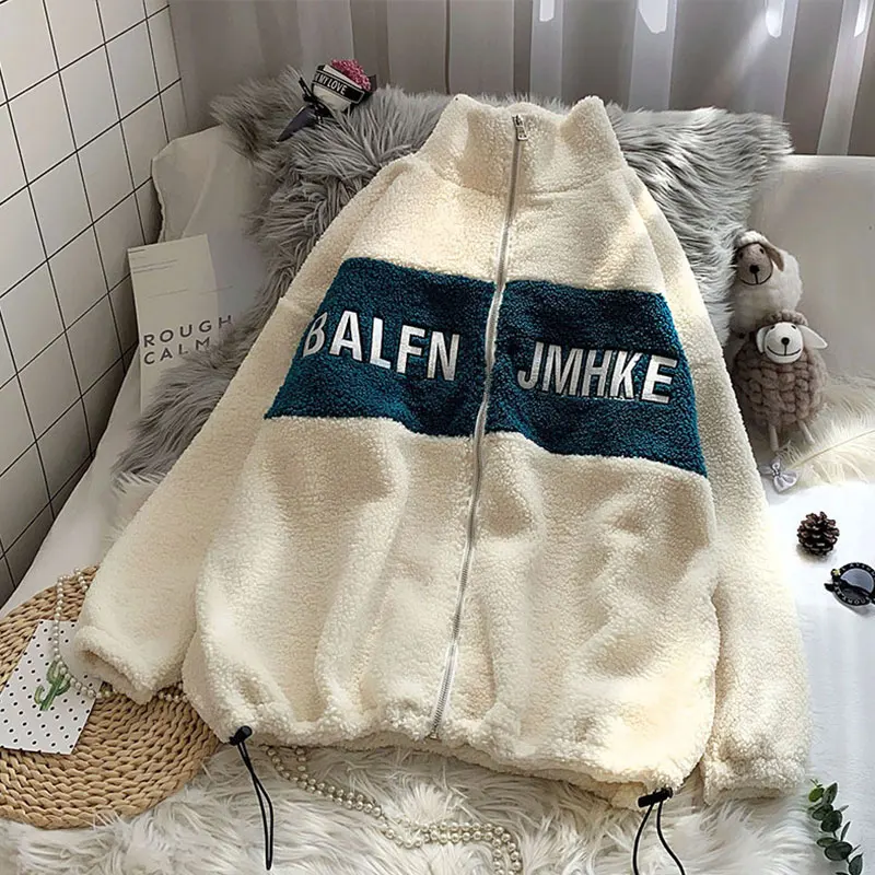 

2022 New Women's Autumn Winter Jacket Warm Thick Patchwork Coat Zipper Stand Collor Jackets Korean Casual Loose Outwear