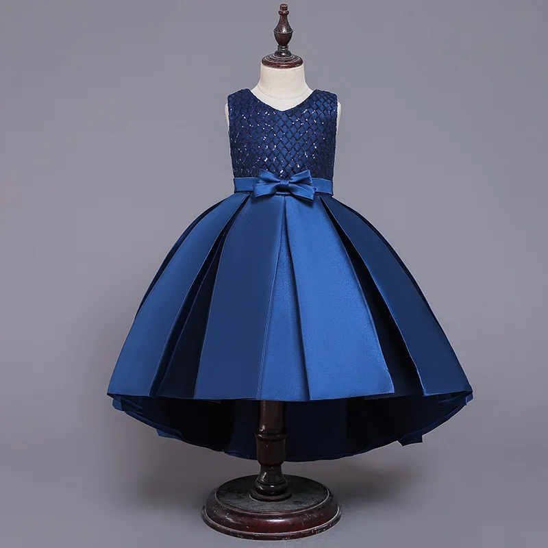 2019 платье для девочек элегантное атласное свадебное с блестками и цветочным