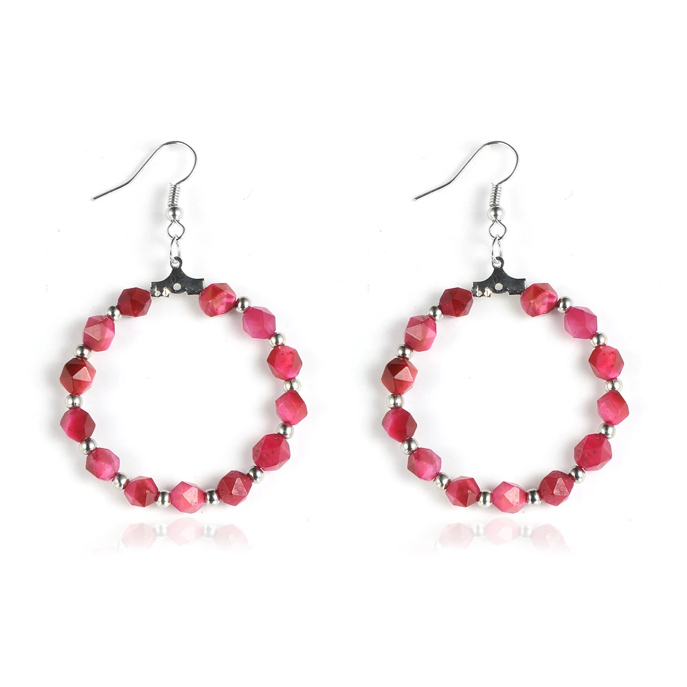 Женские Висячие серьги с натуральным камнем фиолетового Тигрового Глаза лазурит