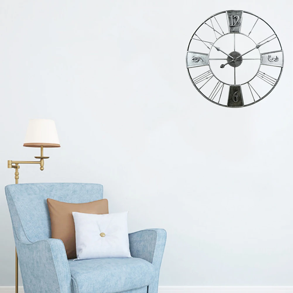 

Wall Clock Courtyard Clock Large Outdoor Garden Wall Clock Roman Numerals for Company Kitchen School Cafe 60CM Indoor Yard