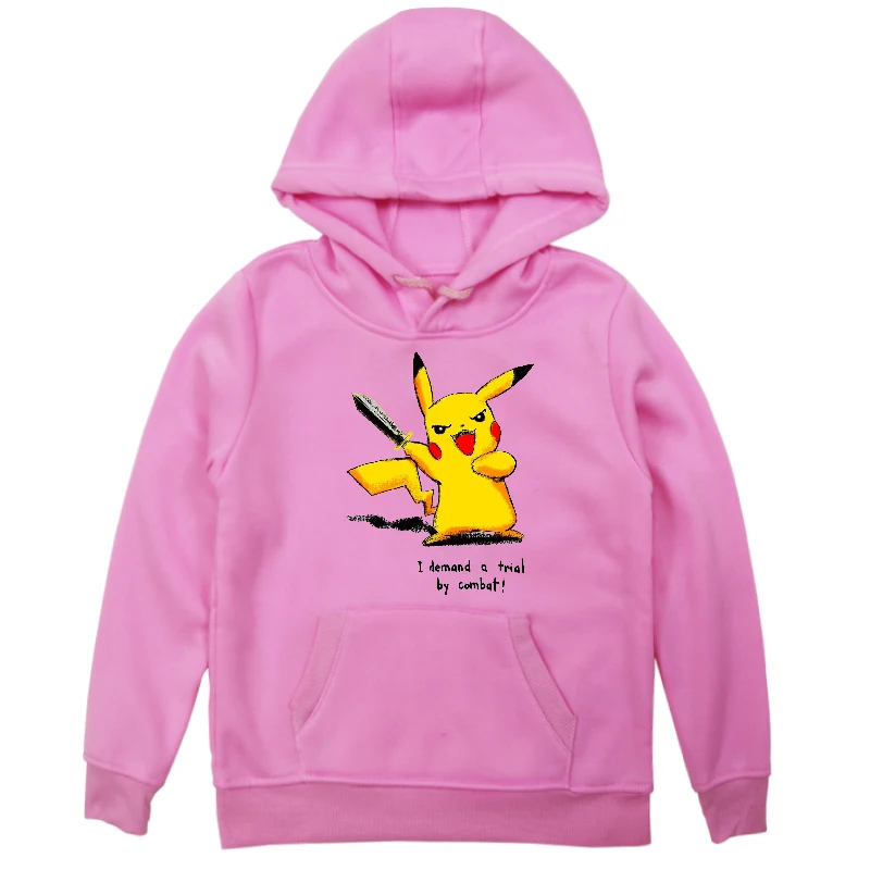 Hoodies 6 Футболка с изображением покемона для мальчиков Толстовки с капюшоном для девочек; модные свитера с рисунками из мультфильмов «Пикачу» из двух предметов: толстовка с капюшоном и рисунком котенка для детей для малыша; на каждый день Демисезонный свитер пуловер Топы - Цвет: Hoodies 6