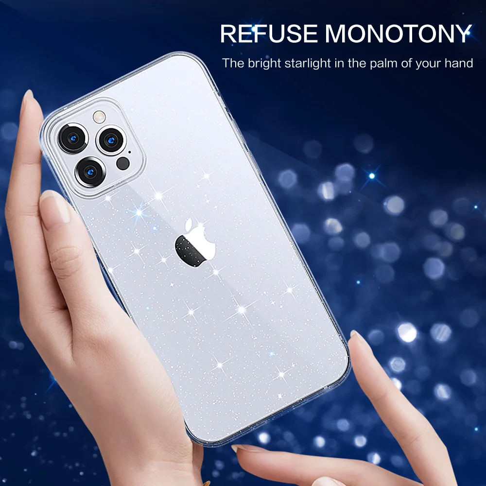 Блестящий чехол SmartDevil со звездным небом для телефона iPhone 12 Pro Max прозрачный задняя