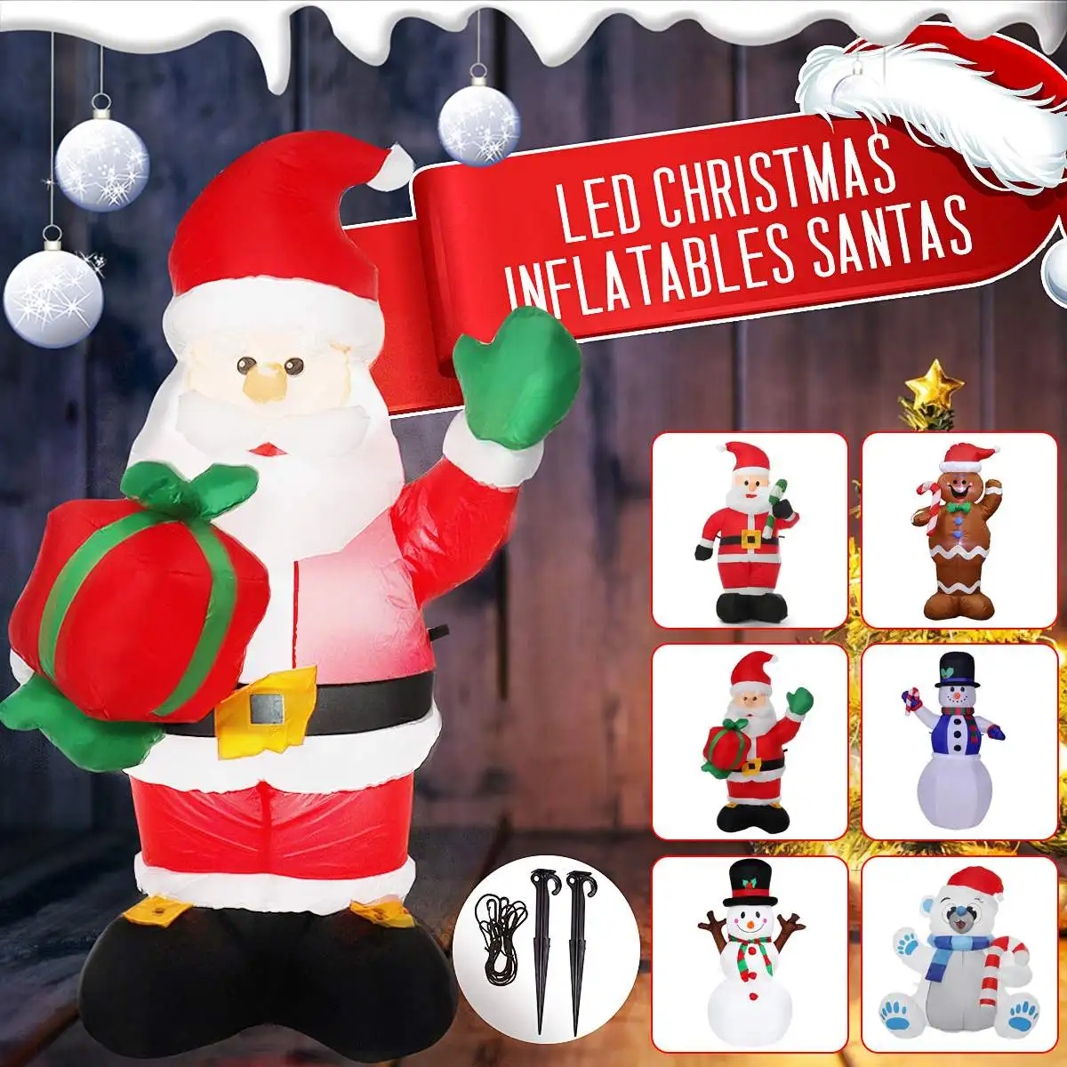 

Рождественский надувной Санта-Клаус, светодиодный светильник, наружное украшение для сада, снеговик, надувной имбирь, надувные игрушки для ...