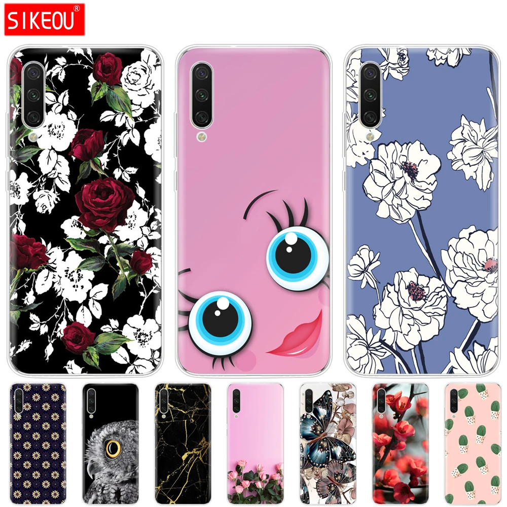 Силиконовый чехол для xiaomi mi 9 LITE прозрачный из ТПУ lite задняя крышка mi9 с цветочным