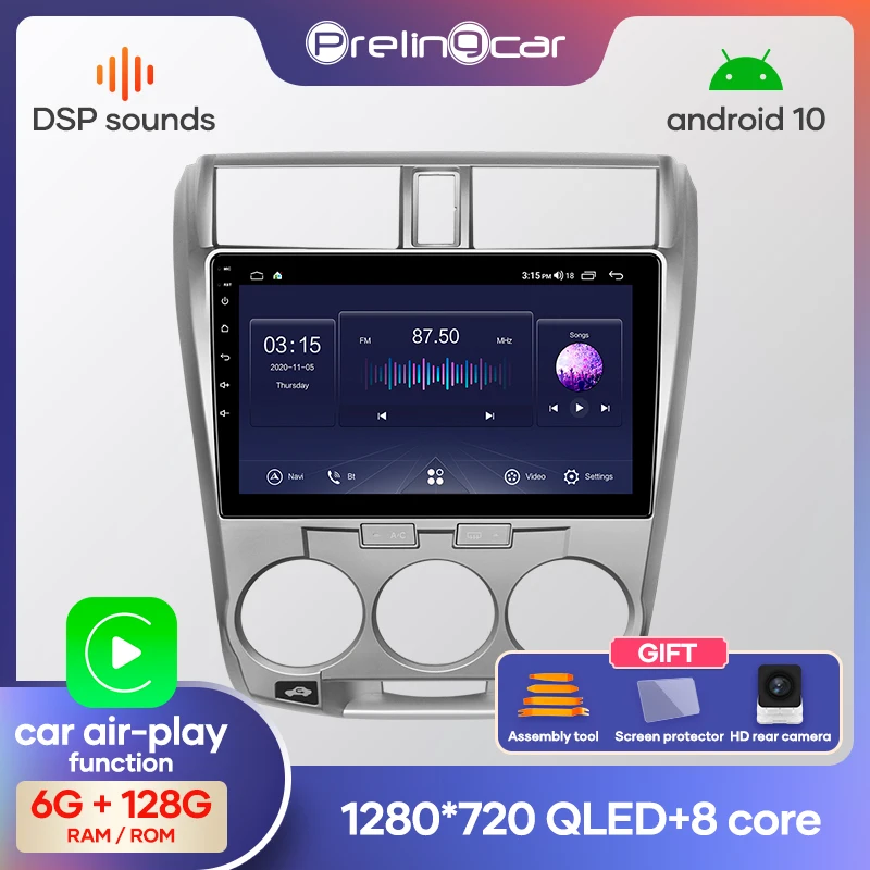 Автомагнитола Prelingcar 2 Din Android 10 без DVD мультимедийный видеоплеер GPS навигатор для