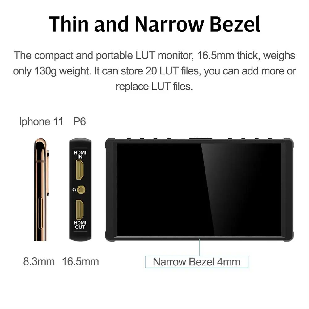 Тонкий и Ультратонкий Монитор PORTKEYS P6 4k 5 дюймовый IPS монитор 3D LUT/ Luma & RGB Waveform/блок