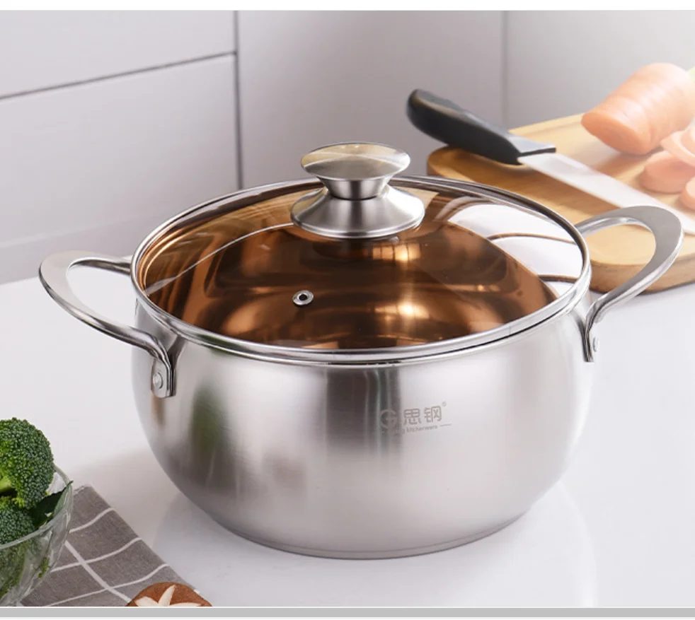 

Кастрюля для супа из композитной нержавеющей стали, большая емкость в форме барабана, двойные кастрюли для приготовления пищи