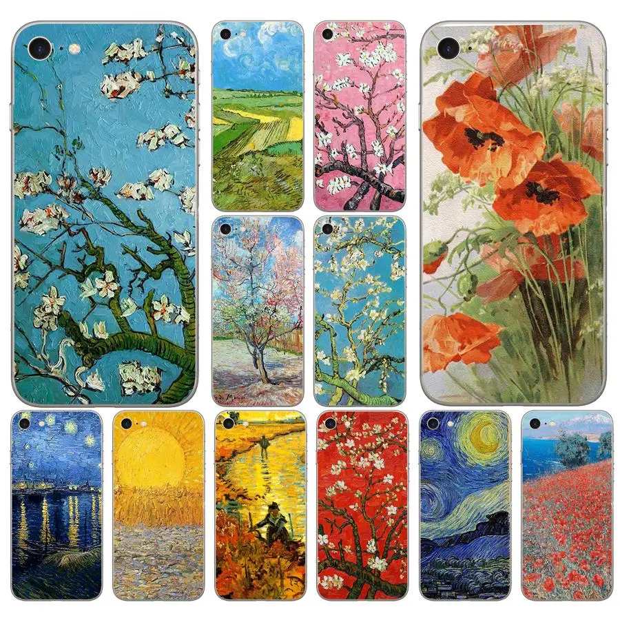 Чехол накладка для iphone 5 5s se 6 6s 8 plus 7 Plus X XS SR MAX 255DD Vincent van Gogh sunflower cherry blossom|Бамперы| |