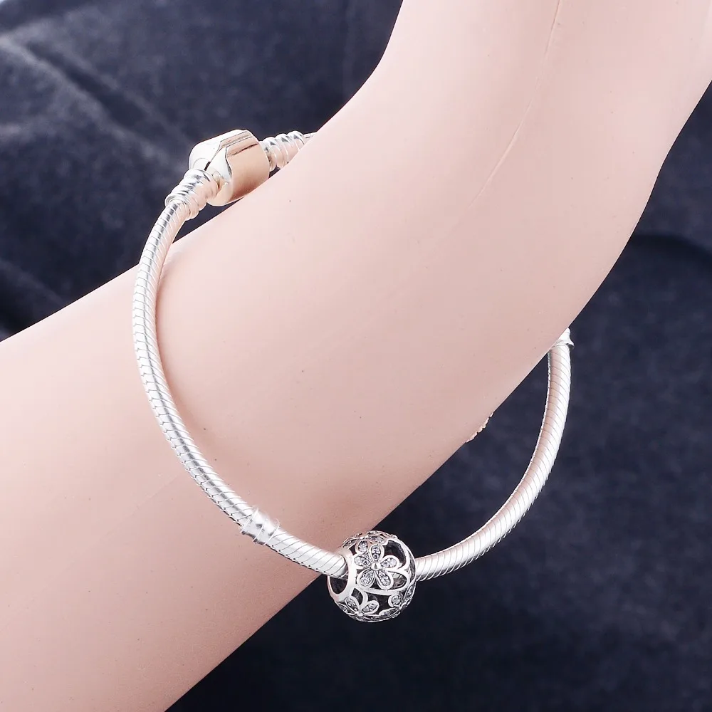 Подходят для оригинального браслета-талисмана четкий CZ пять лепестков Цветочные