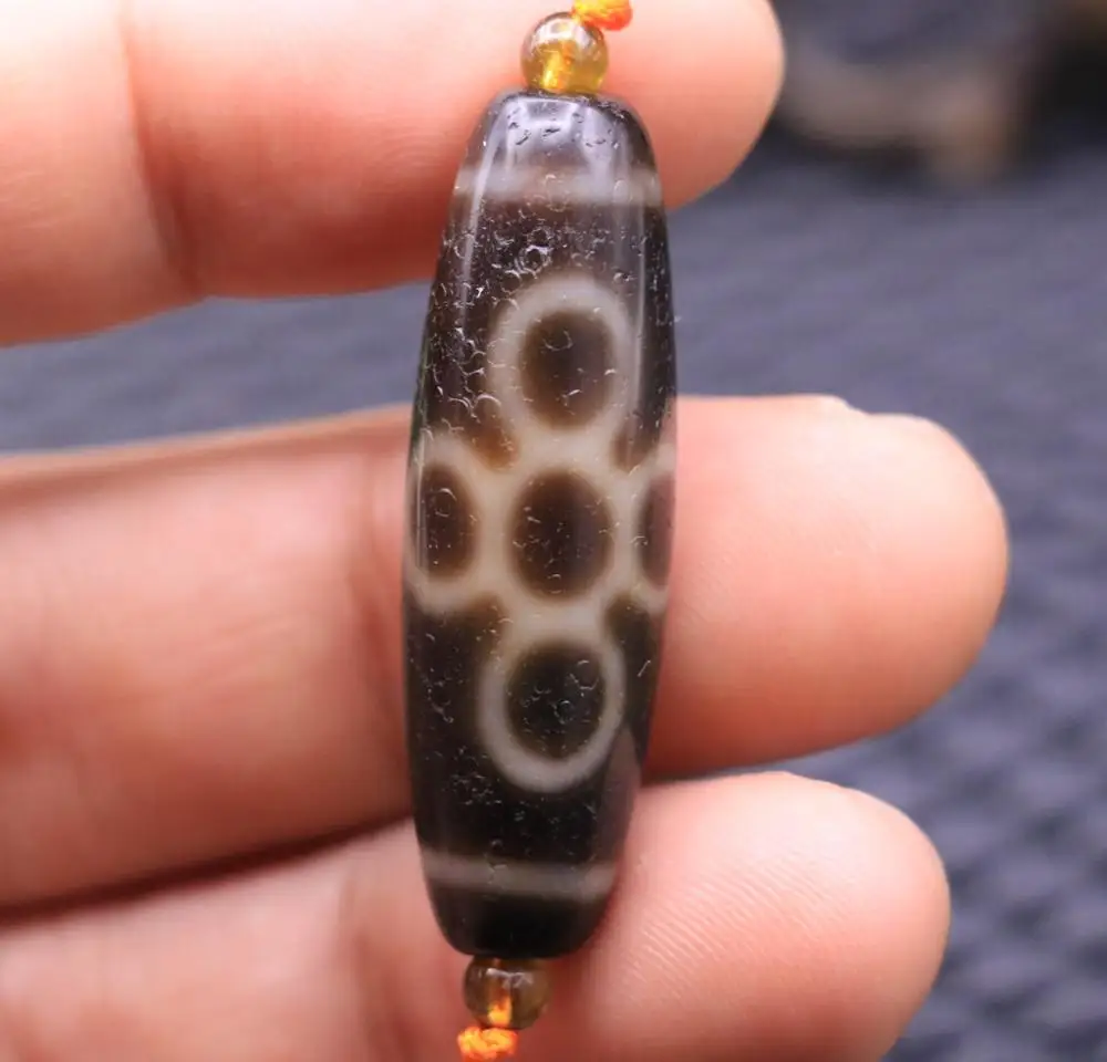 Волшебная сила Тибетский старый жирный Агат 5 глаз осветляющие жилы маленькие