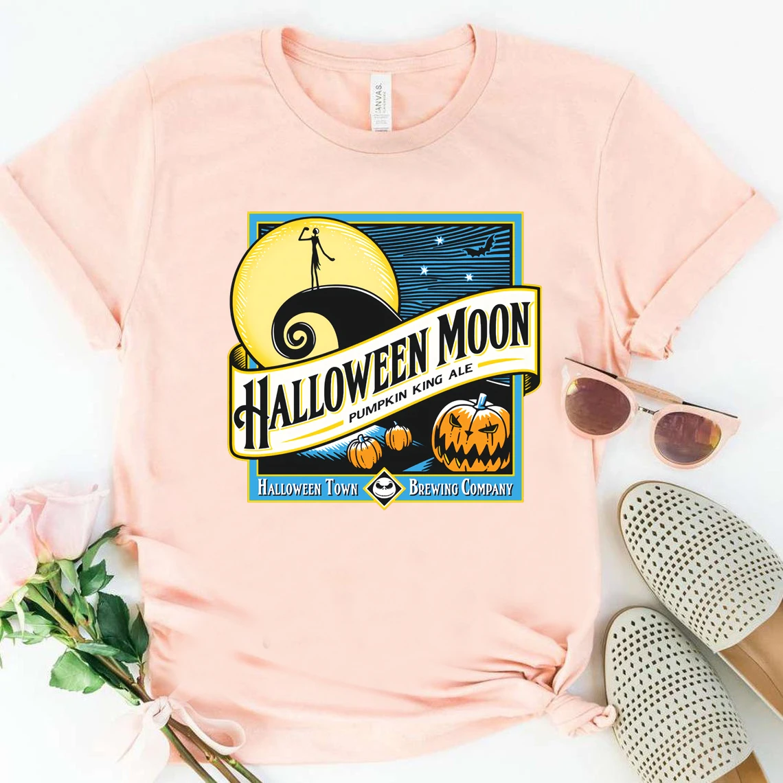 Футболка На Хэллоуин Луна Забавный городской пумокин графическая футболка