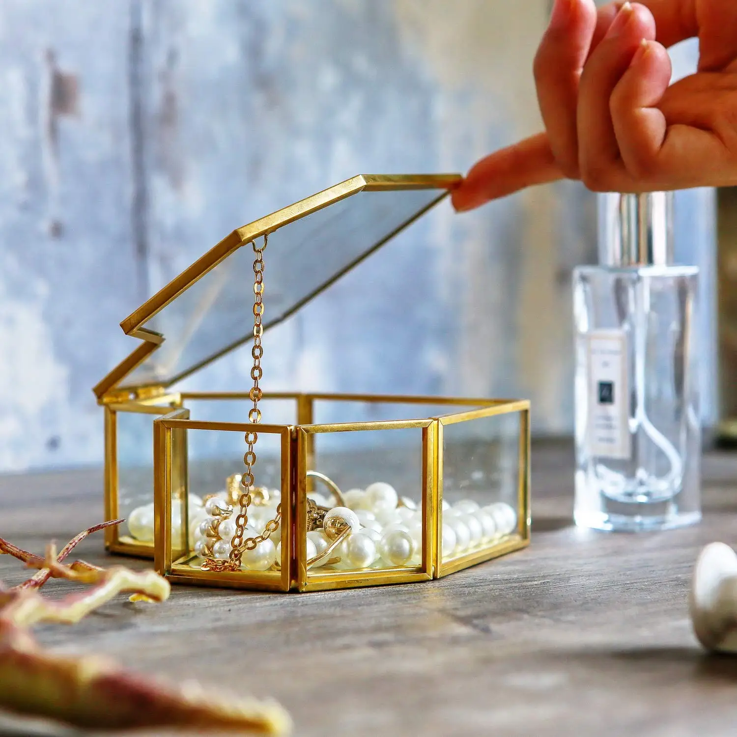 Любящее сердце формы геометрические Стекло шкатулка для драгоценностей кольцо