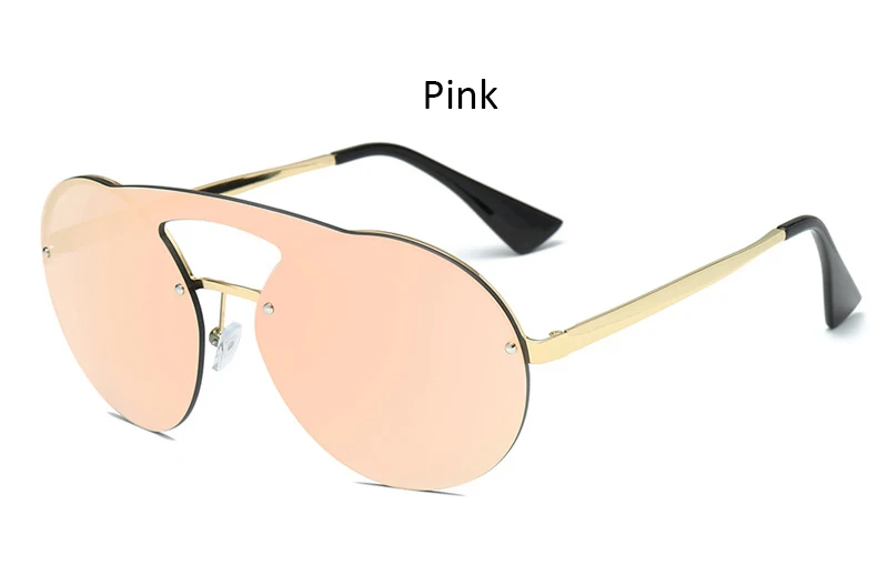 Pink Женские солнцезащитные очки, Ретро стиль, круглые, без оправы, солнцезащитные очки для женщин, фирменный дизайн, розовые, зеркальные, женские очки,, модные очки - Цвет линз: Pink