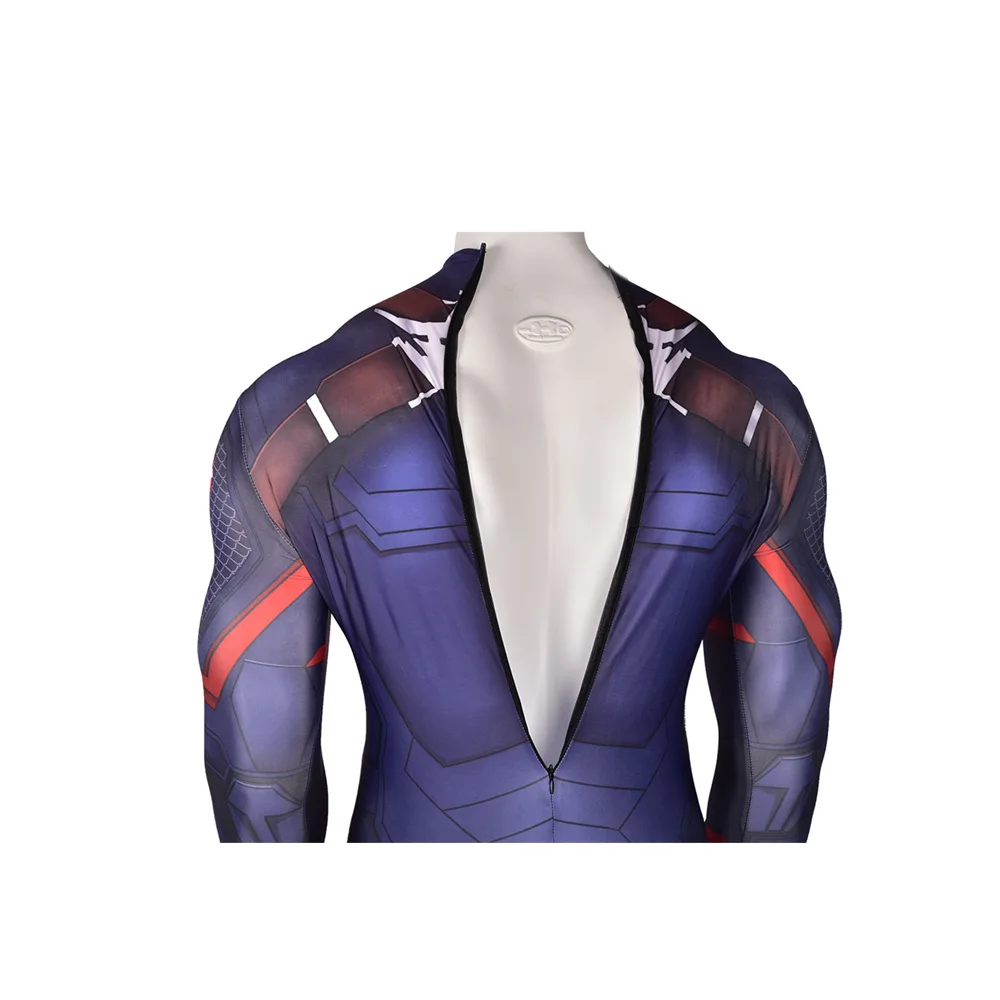 Костюм Капитана Америки для косплея Zentai Superhero Bodysuit для взрослых и детей с 3D-цифровой печатью One-Piece Jumpsuits.