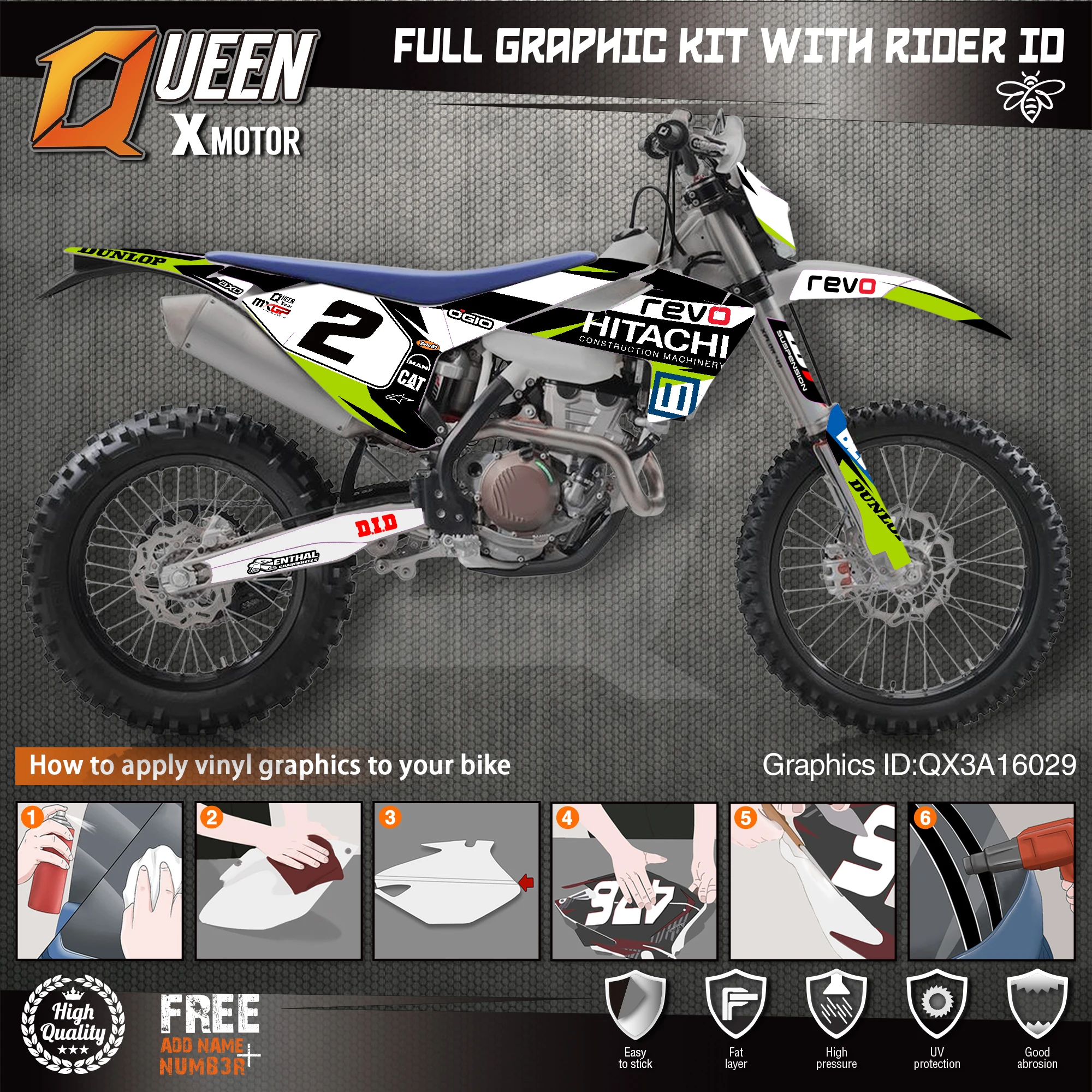 QUEEN X MOTOR Custom Team графические наклейки Набор наклеек для Husqvarna Decal 2016-18 TC FC TX FX FS 17-19 TE FE