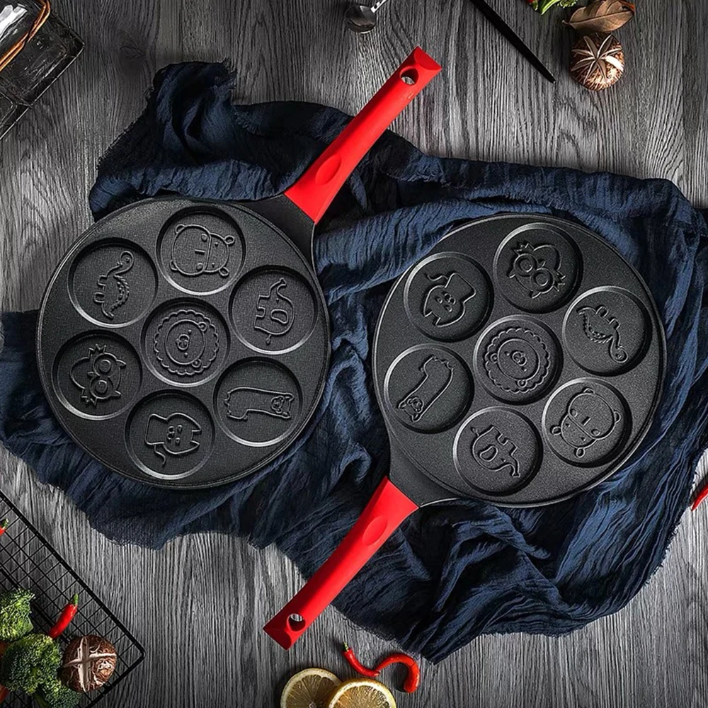 7 сетки Милая сковорода Алюминий сплав антипригарная стейк кастрюли яйцо