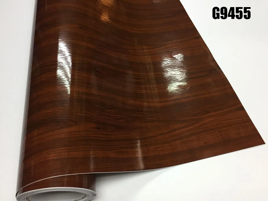High Glossy Wood Grain Textured Vinyl Sticker Decal Roll Car Interior DIY Film Wrap Automobiles Waterproof Vinyl 7 Sizes Choice