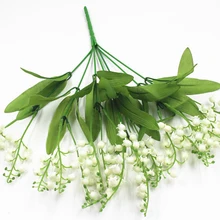 1 PC White Artificial Lily of the Valley Flower Gift Silk Fake Flower Lily Bouquet for Home Office Wedding Party Decor Flower