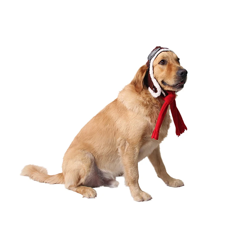 

Warm Dog Pilot Hat Leather Pet Dog Cap For Large Puppy Dogs Hats Funny Cosplay Pet Dog Hat Christmas Gift For Dog