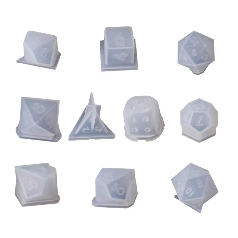 10 Pcs New Transparent Silicone Mold Decorative Crafts UV Resin DIY Dice Mould Epoxy Molds Jewelry Making Moulds Sets