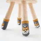 4 шт., Нескользящие Вязаные чехлы для ног, в полоску, с изображением кошек, собак, панд, волнистых перьев, букв, для стола