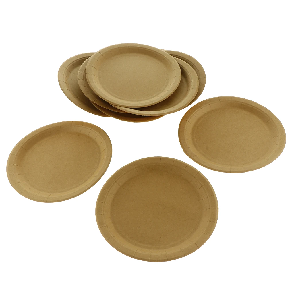 Одноразовые обеденные тарелки круглые крафтовые для вечерние ринки свадьбы