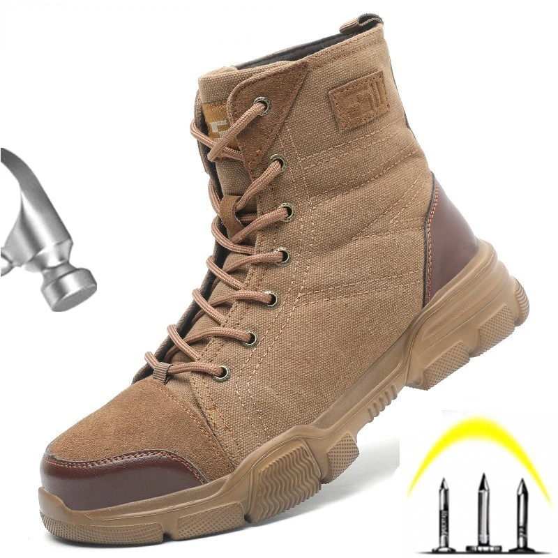 

New Safety Shoes Boots Men Military Boots Outdoor Work Boots Steel Toe Shoes Plus Velvet Winter Boots Puncture-Proof Boots Men