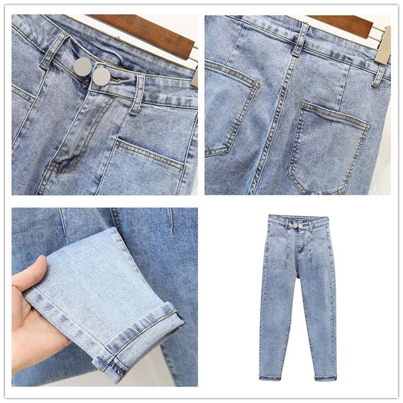 

NEW 5XL Boyfriend Jeans For Women Denim Casual Stretch Plus Size Jeans Female Denim Harem Pants High Waist Mom Jeans Female K644