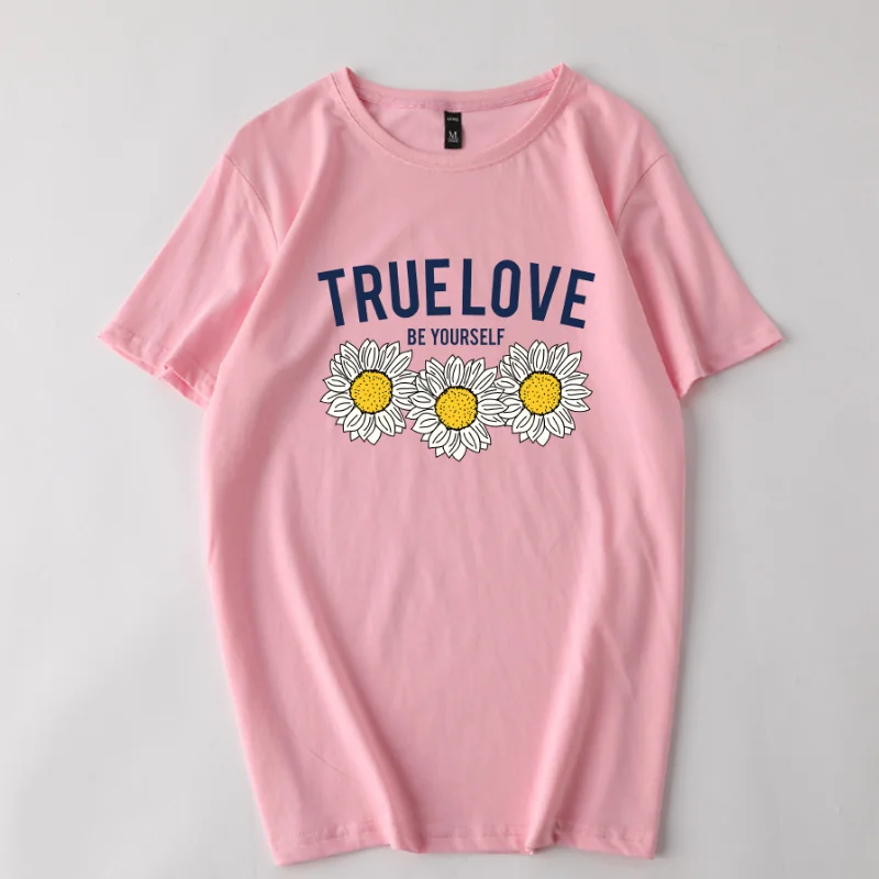 

Small Chrysanthemum Pattern Printed Women T-Shirt 100% Pure Cotton Short Sleeve Crew Neck WOMEN'S Top Casual Clothing
