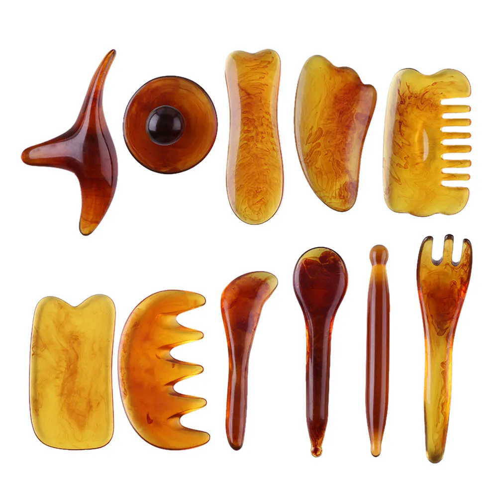 Скребок Янтарь из воска Guasha массажная доска натуральной смолы для массажа лица