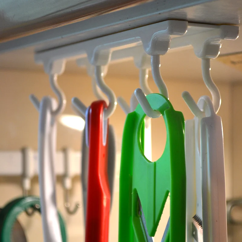 

1 шт. висит стеллаж для хранения с 6 Крючки домашний кухонный Организатор потолок, стена, шкаф для хранения шкаф кухонный Органайзер