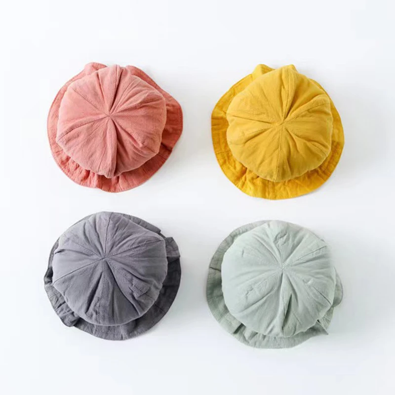 

Toddler Kids Cute Hat Solid Color Children Bucket Cap Spring Autumn Outdoor Beach Hats Boys Girls Sunshade Basin Cap 1-2Y