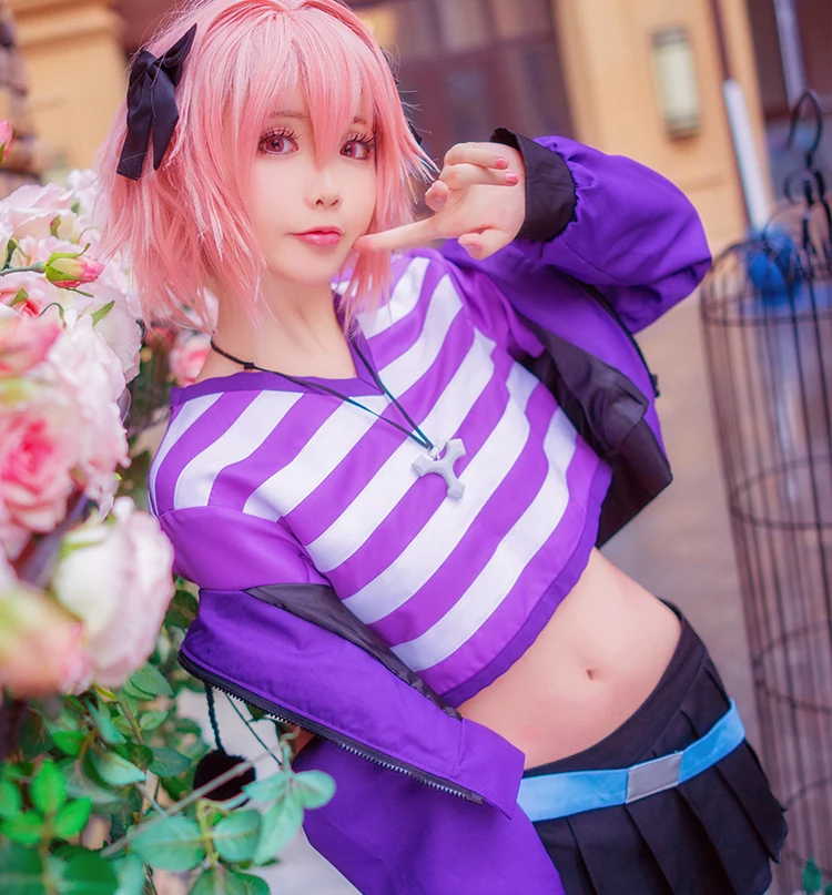 Аниме апокрифа для косплея Astolfo Fate Grand Order костюм Униформа куртка + футболка юбки -