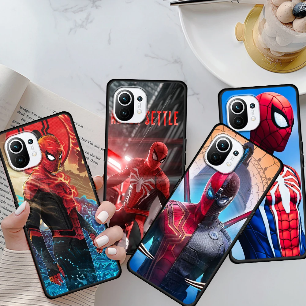 

Marvel Avengers Spiderman For Xiaomi Mi 11T 10T 11 10 Ultra Lite Note10 9 9T SE 8 Pro A3 5G Silicone Black Phone Case