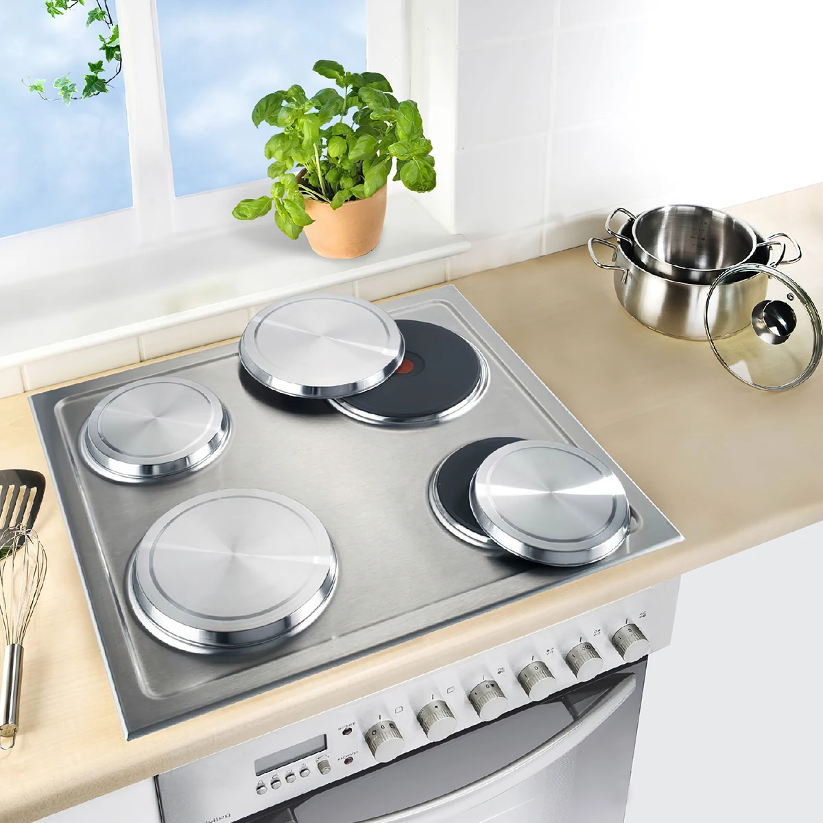 

4Pcs/Set Stainless Steel Kitchen Stove Top Burner Covers Cooker Protection