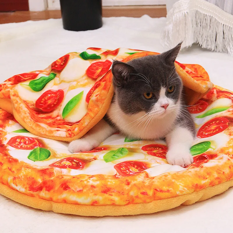 

Pet Blanket Dog Bed Soft Flannel Warm Sleeping Beds for Small Medium Dogs Cats Pizza Toast Shape Cat Mat Dog Kennel Pet Supplies