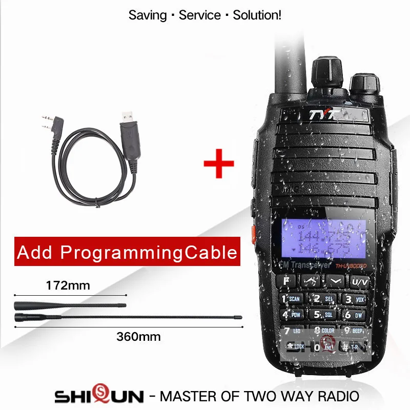 Add ProgrammingCable TYT TH-UV8000D портативная рация 10 км двухдиапазонный VHF UHF 10 Вт Радио Comunicador 10 км 3600 мАч функция перекрестного ретранслятора радиоприемник TYT - Цвет: Add ProgrammingCable