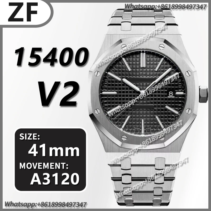

Men's Automatic Mechanical Watch 41MM Royal Oak 41mm 15400 SS ZF 1:1 Best Edition Blue Textured Dial on SS Bracelet A3120