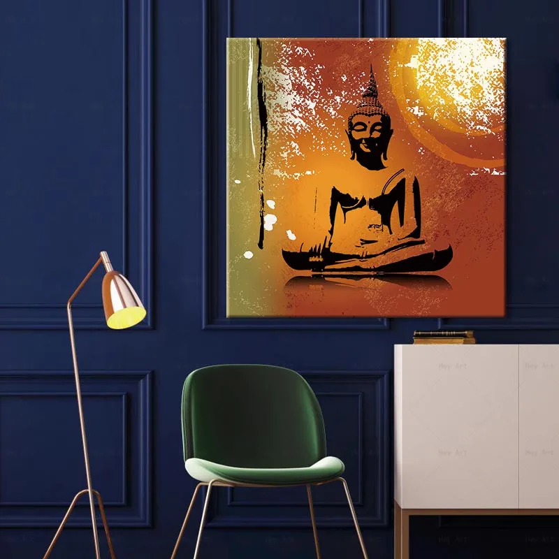 Картина на холсте статуя Будды плакат с принтом для гостиной спальни украшения