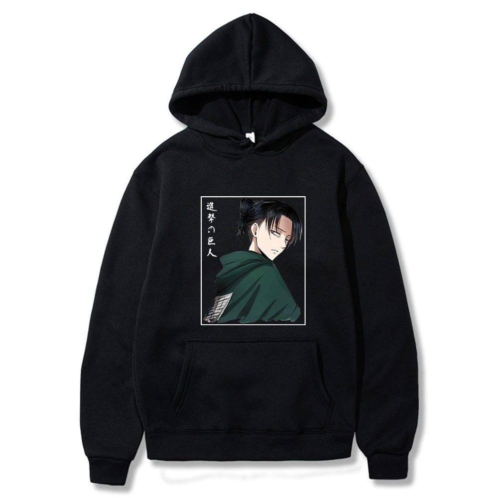 

Harajuku Hoodie Anime Attack on Titan Pullovers Levi Ackerman Print Sweatshirt Causal Streetwear Tops