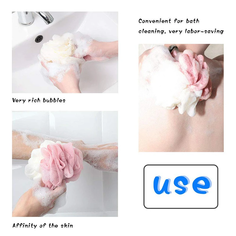 ZhangJi 2 pcs Bath Sponge Mesh Shower Body Clean Bathroom Large Pouf foaming rich Exfoliation friction Cleanse Soothe Skin | Дом и сад