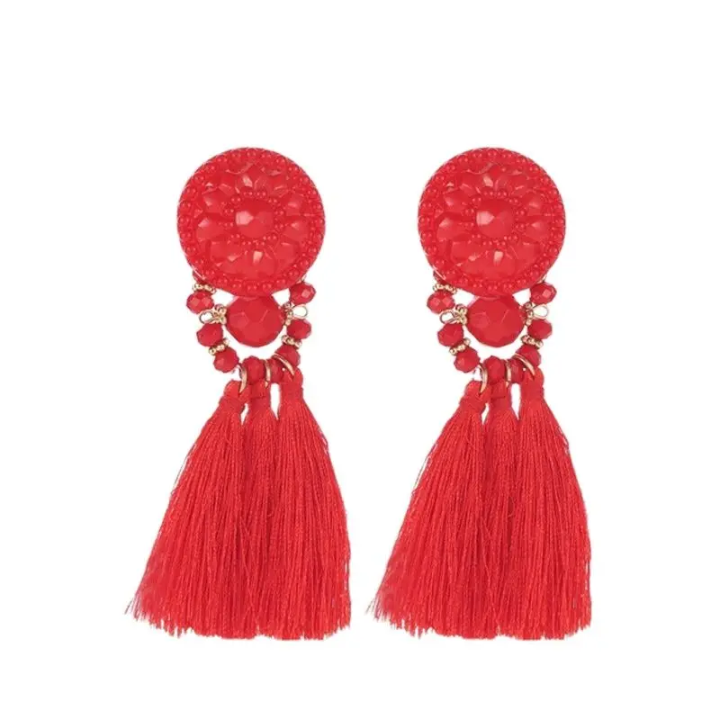 

Gem Tassel Earring Fashion Crystal Wool Chinese Retro High-end Luxury Fashion Tassel Female Earrings