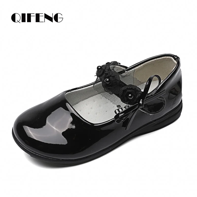 Children Black Leather Shoes Girls Flat Butterfly Shoes Student Summer 5 8 9 12 Kids School Casual Footwear Child Dress Shoes