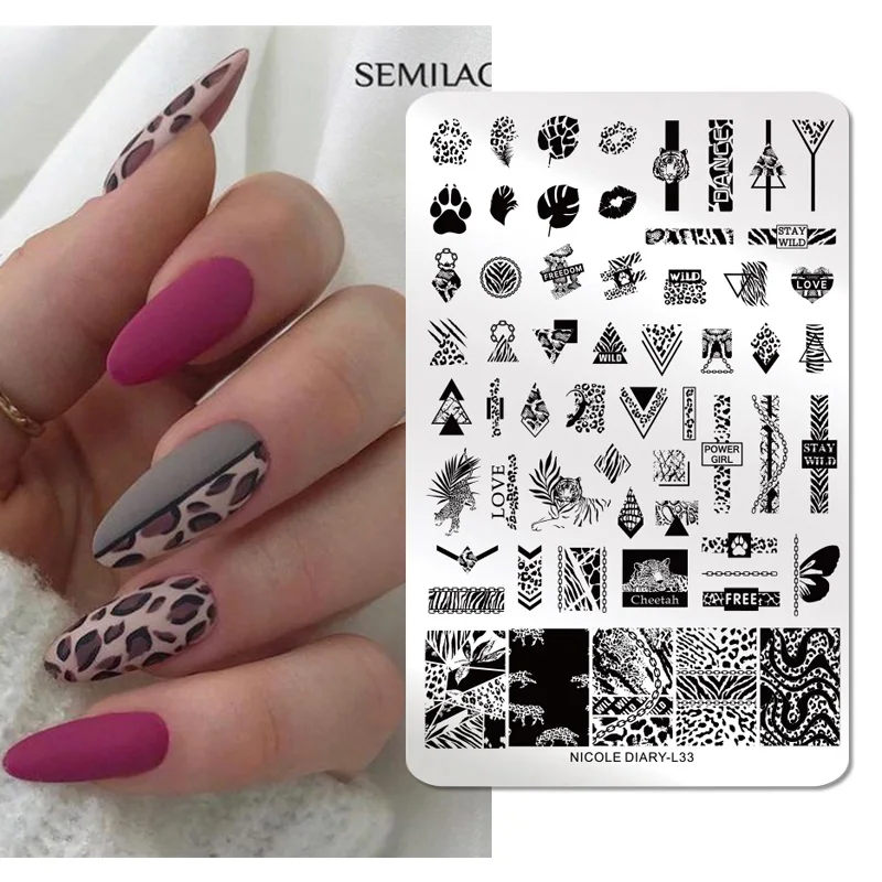 Трафареты NICOLE DIARY для стемпинга с изображением тигра дракона змеи абстрактные