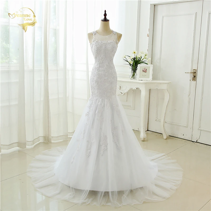 2021 Новое поступление прозрачной спиной Кружева Аппликация Русалка свадебное