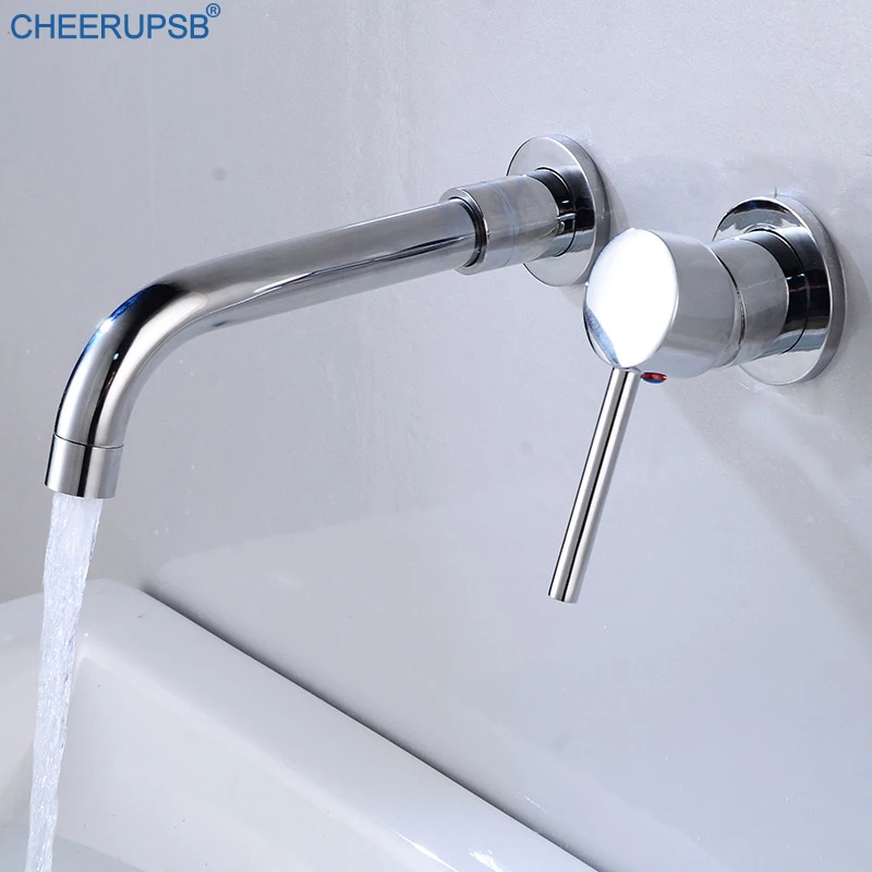 Скрытый настенный смеситель для раковины Смеситель горячей и холодной воды Tap