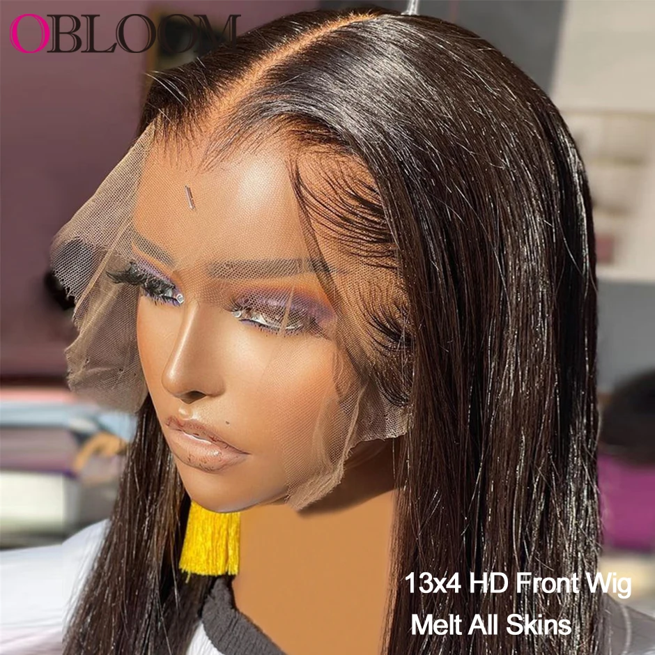 13x4 HD Full Lace Front Human Hair Wigs Pre plucked Straight 5x5 HD Lace Closure Wig Bleached Knots Brazilian Wigs For Women