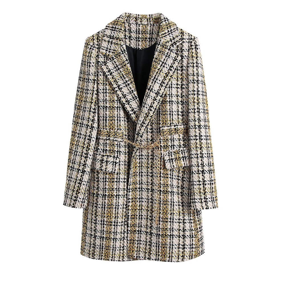 

Women's Blazer Mujer Fashion Western Style New Gold Belt Texture Blazer Suit Jacket Elegant Tops Blouse Office Coat Outfit TR