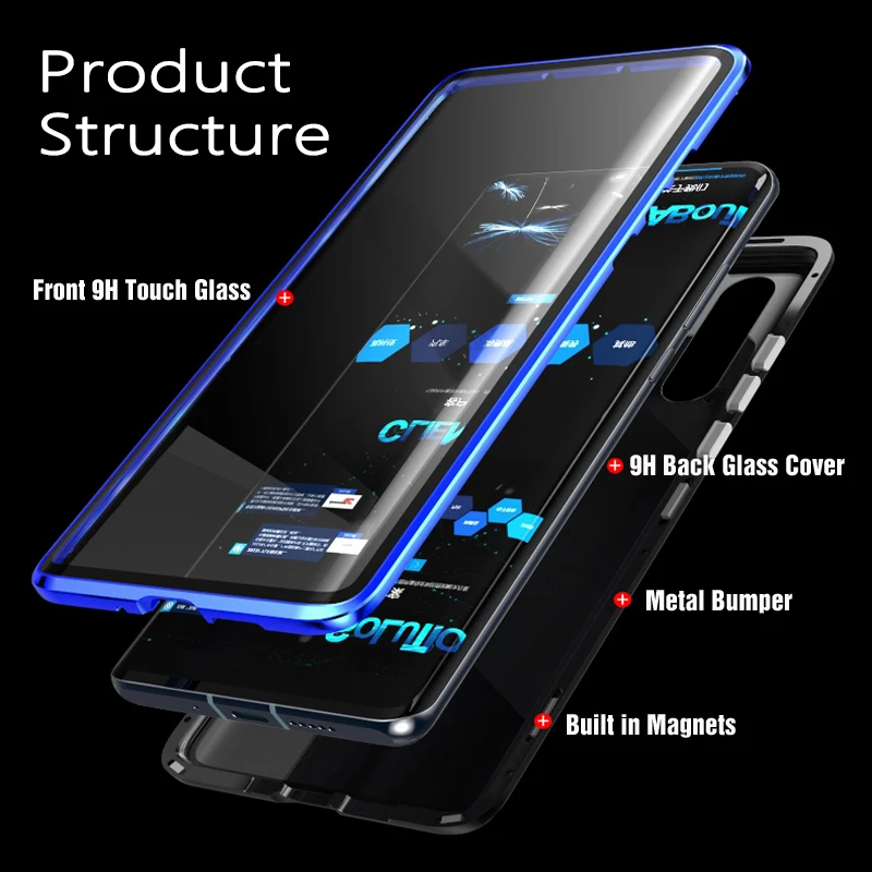 Магнитный металлический чехол для телефона iphone 11 pro с двойным боковым стеклом для iphone X XR XS MAX 7 6 8 6S plus 9H закаленное стекло